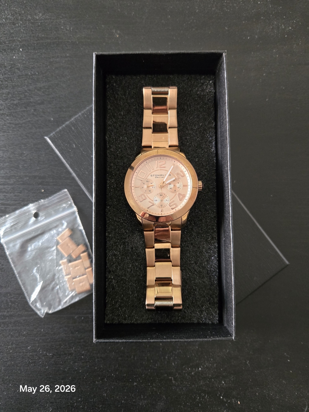 Stuhrling Gold-Tone Multifunction Bracelet Watch 38mm